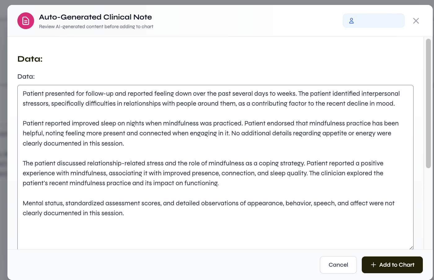 Auto-generated clinical note